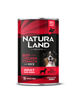 Говядина с куриными желудками и рисом 400г